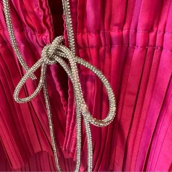 WAYF Payton Pink Tie Front Top Long Sleeve Blouse Women's Cardigan Rhinestone - Picture 12 of 16